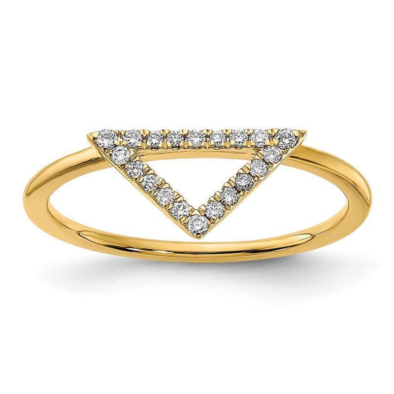 14K Gelbgold Ring mit poliertem echten Diamant-Dreieck