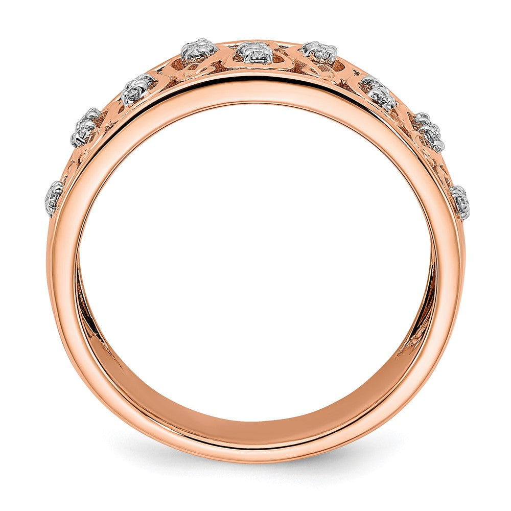 14K Roségold Poliert Diamant Fancy Filigranring