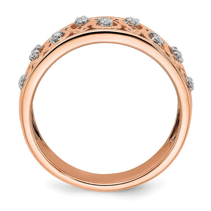 14K Roségold Poliert Diamant Fancy Filigranring
