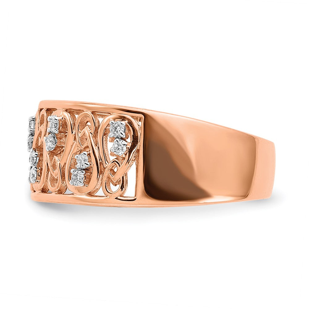 14K Roségold Poliert Diamant Fancy Filigranring