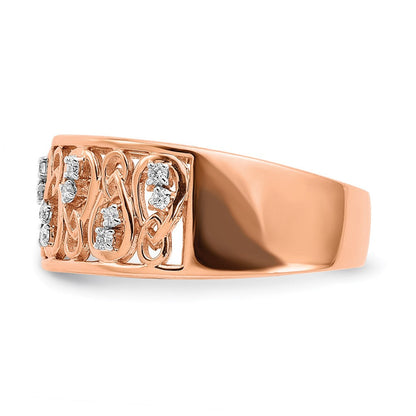 14K Roségold Poliert Diamant Fancy Filigranring