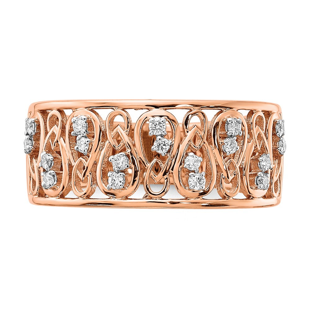 14K Roségold Poliert Diamant Fancy Filigranring