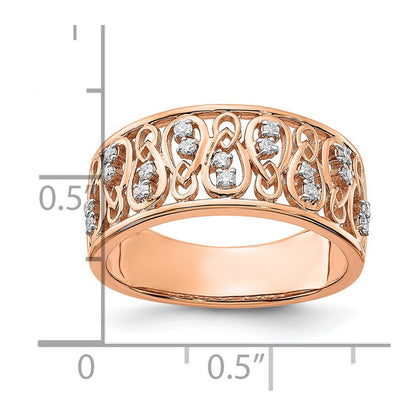 14K Roségold Poliert Diamant Fancy Filigranring