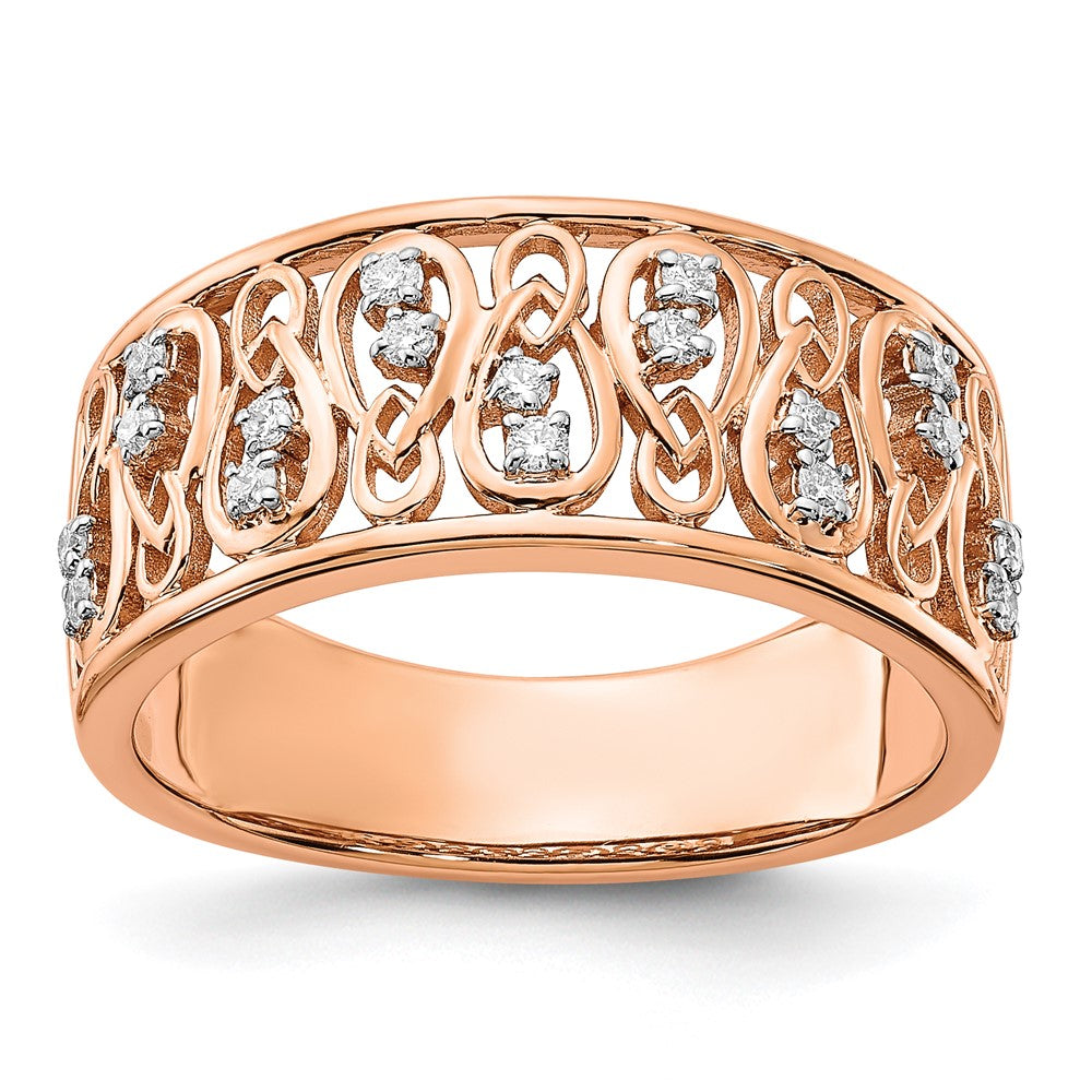 14K Roségold Poliert Diamant Fancy Filigranring