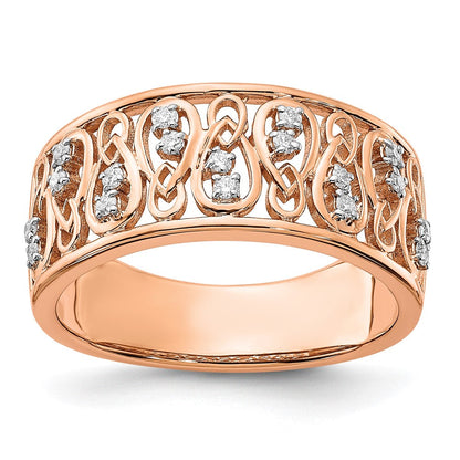 14K Roségold Poliert Diamant Fancy Filigranring