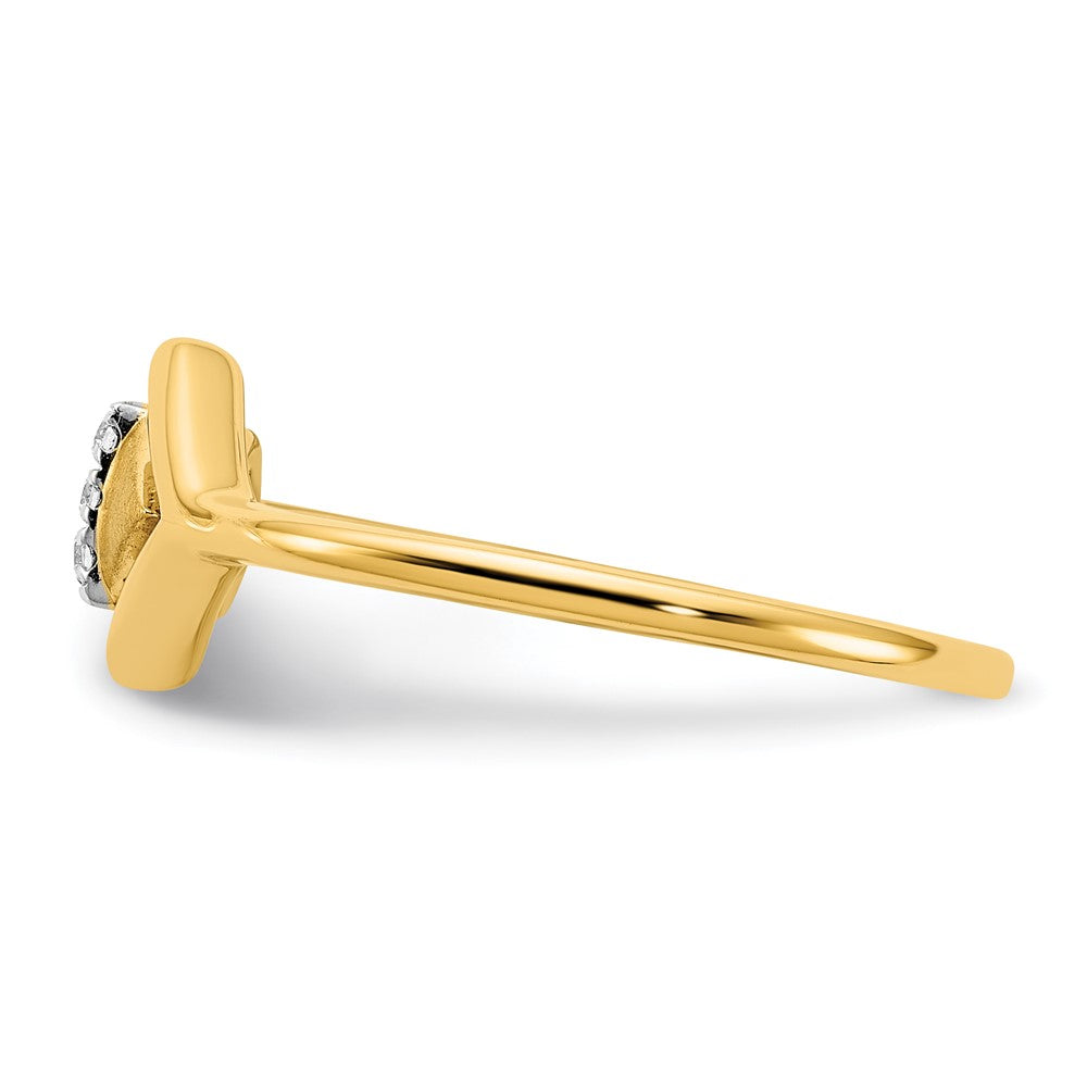 14K Gelbgold Satiniert/Polierter Ring mit echten Diamanten, seitliches Doppel-Dreieck-Design