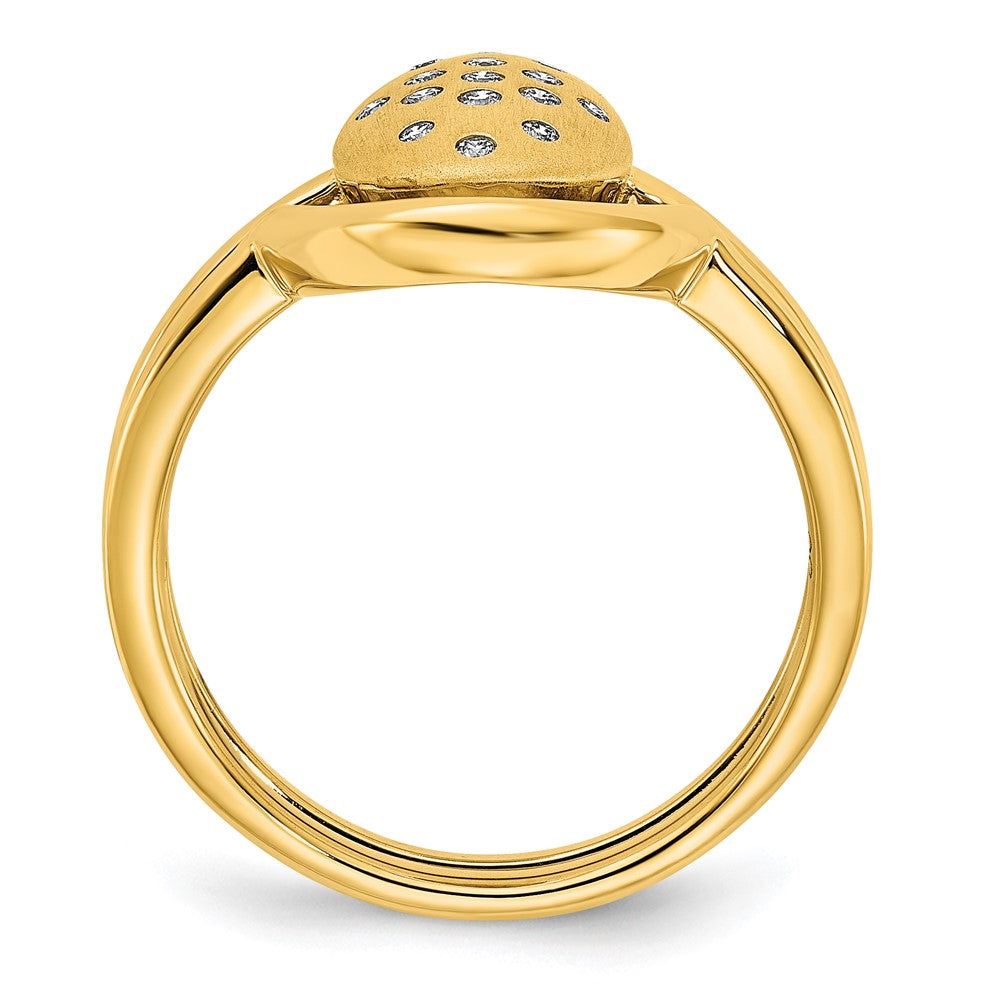 14K Gelbgold Ring mit satiniertem und poliertem Finish, echten Diamanten, Oval- und Balkendesign