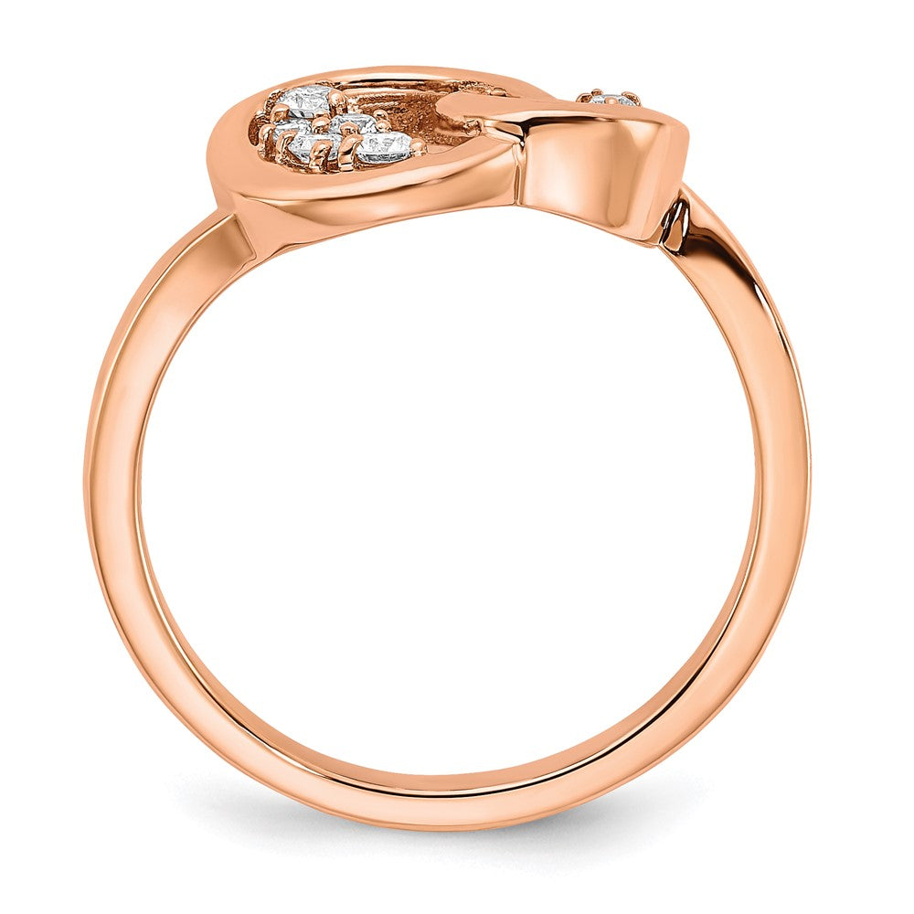 14K Roségold Polierter Ring mit doppeltem Kreis aus echten Diamanten