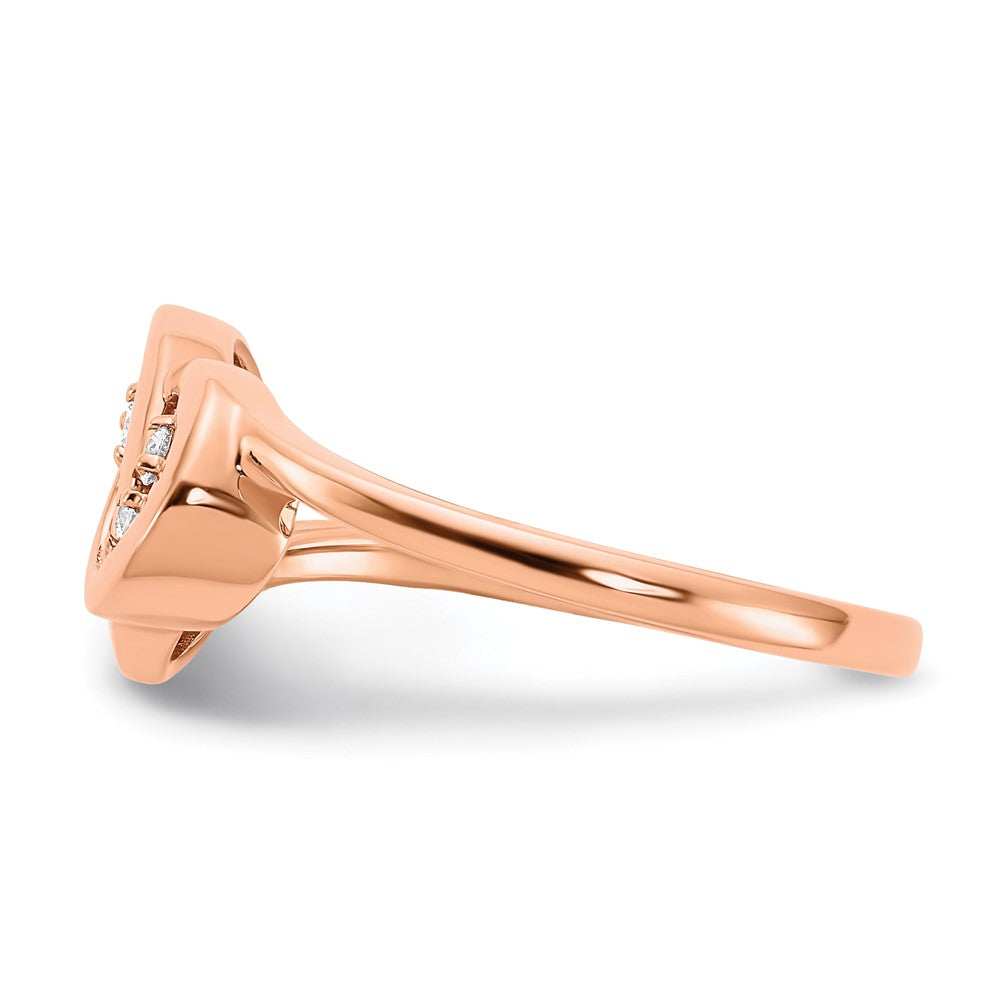14K Roségold Polierter Ring mit doppeltem Kreis aus echten Diamanten