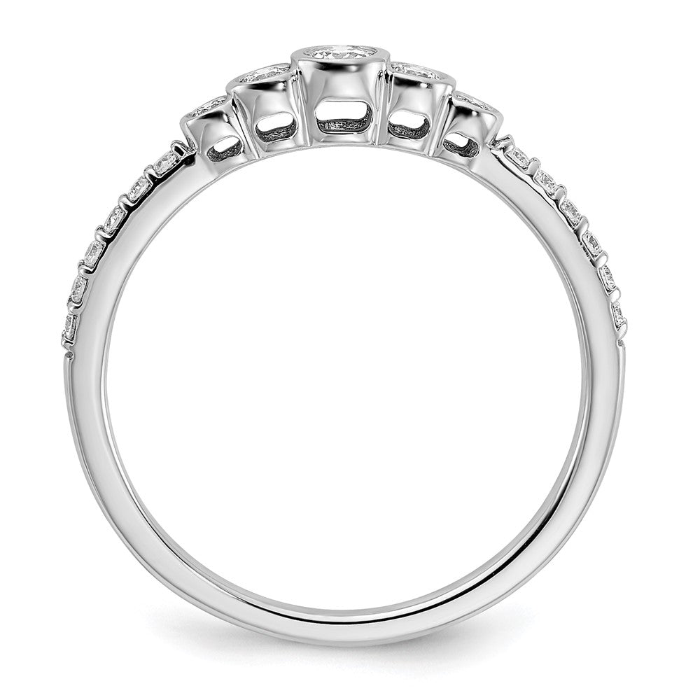 14K Weißgold Ring, poliert, mit echtem Diamant in Zargenfassung als Mittelstein