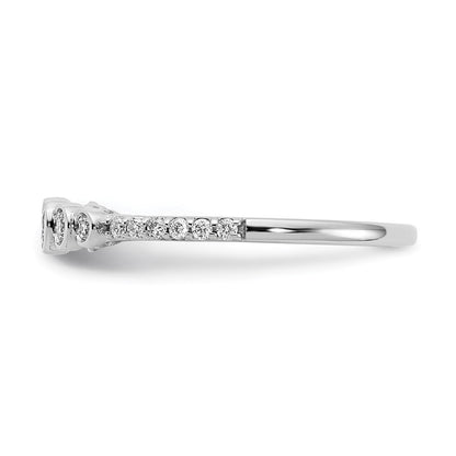 14K Weißgold Ring, poliert, mit echtem Diamant in Zargenfassung als Mittelstein