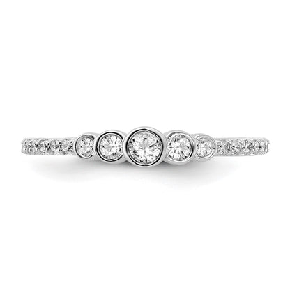 14K Weißgold Ring, poliert, mit echtem Diamant in Zargenfassung als Mittelstein