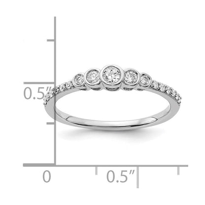 14K Weißgold Ring, poliert, mit echtem Diamant in Zargenfassung als Mittelstein