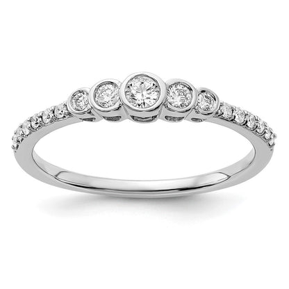 14K Weißgold Ring, poliert, mit echtem Diamant in Zargenfassung als Mittelstein