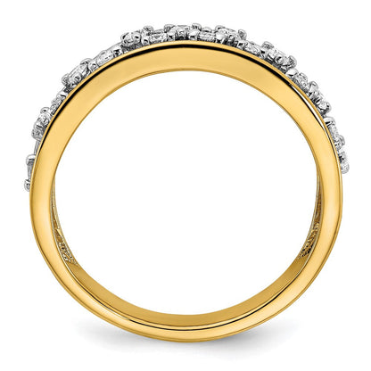 14K Gelbgold poliertes Ring mit echten Diamanten