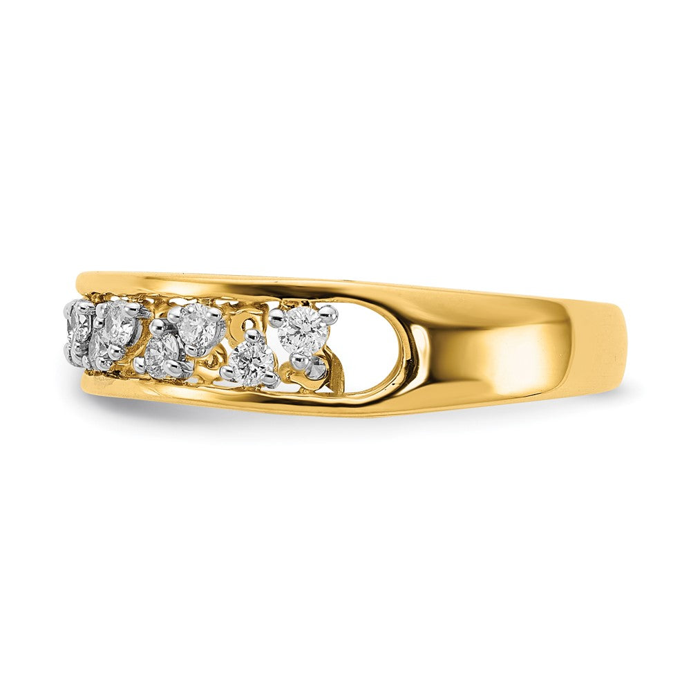 14K Gelbgold poliertes Ring mit echten Diamanten