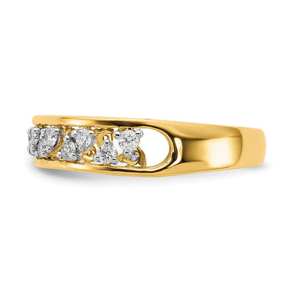14K Gelbgold poliertes Ring mit echten Diamanten