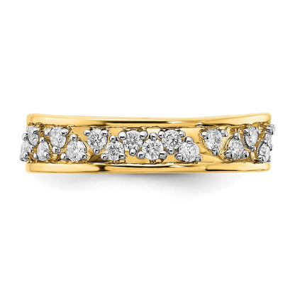 14K Gelbgold poliertes Ring mit echten Diamanten