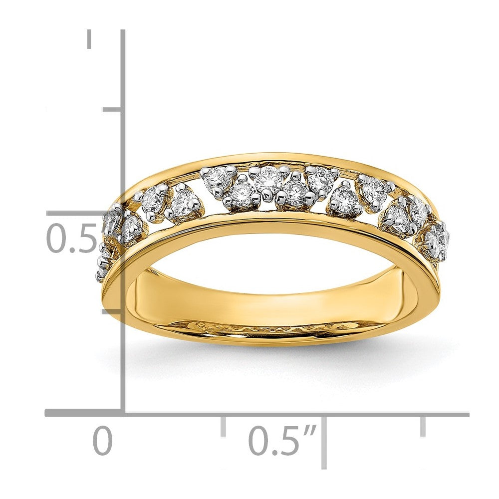 14K Gelbgold poliertes Ring mit echten Diamanten