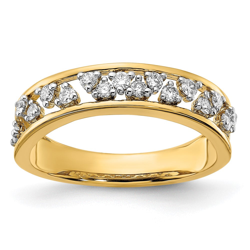 14K Gelbgold poliertes Ring mit echten Diamanten