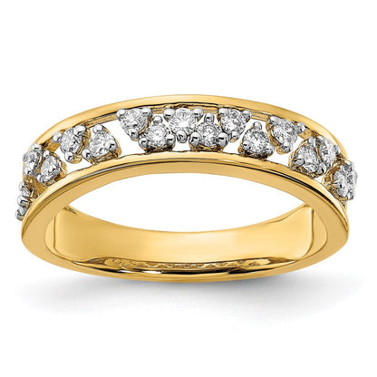 14K Gelbgold poliertes Ring mit echten Diamanten