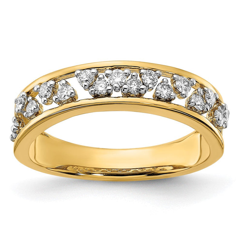 14K Gelbgold poliertes Ring mit echten Diamanten