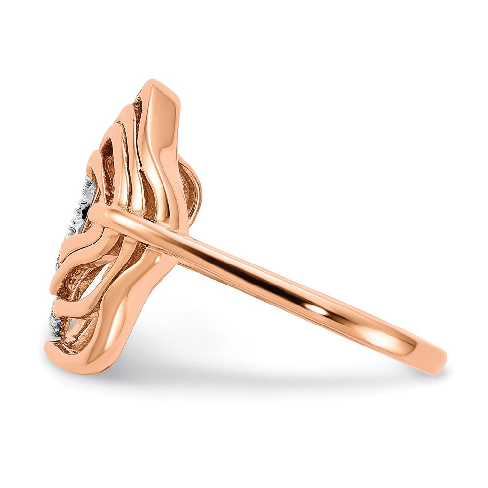 14K Roségold Poliert Ring mit echtem Diamant und Fancy-Schwung-Design