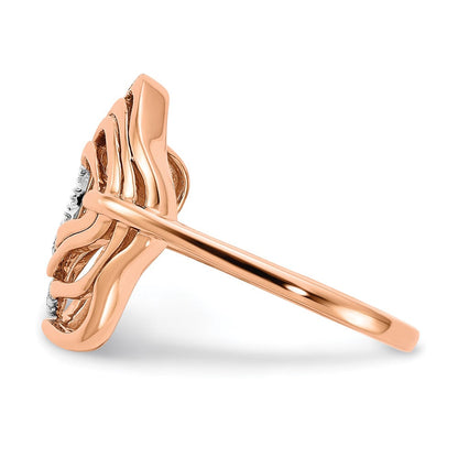 14K Roségold Poliert Ring mit echtem Diamant und Fancy-Schwung-Design