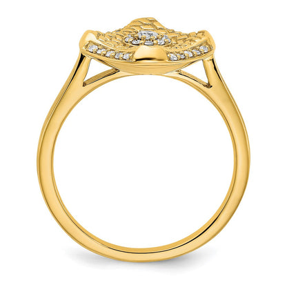 14K Gelbgold Polierter Ring mit echten Diamanten im Quadrat-Flechtdesign