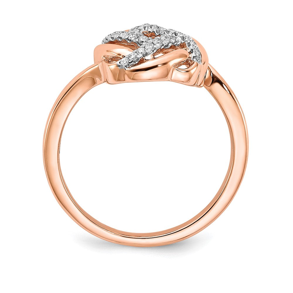 14K Roségold Polierter Echter Diamant Liebesknoten Ring