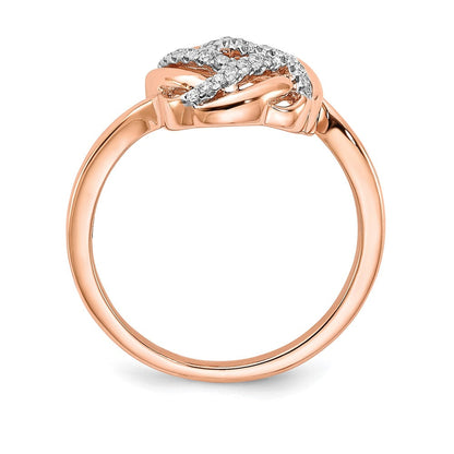 14K Roségold Polierter Echter Diamant Liebesknoten Ring