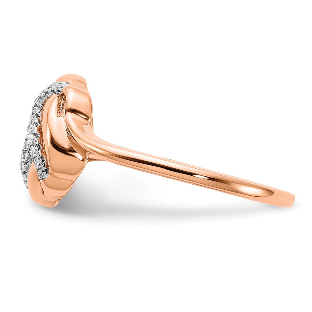 14K Roségold Polierter Echter Diamant Liebesknoten Ring
