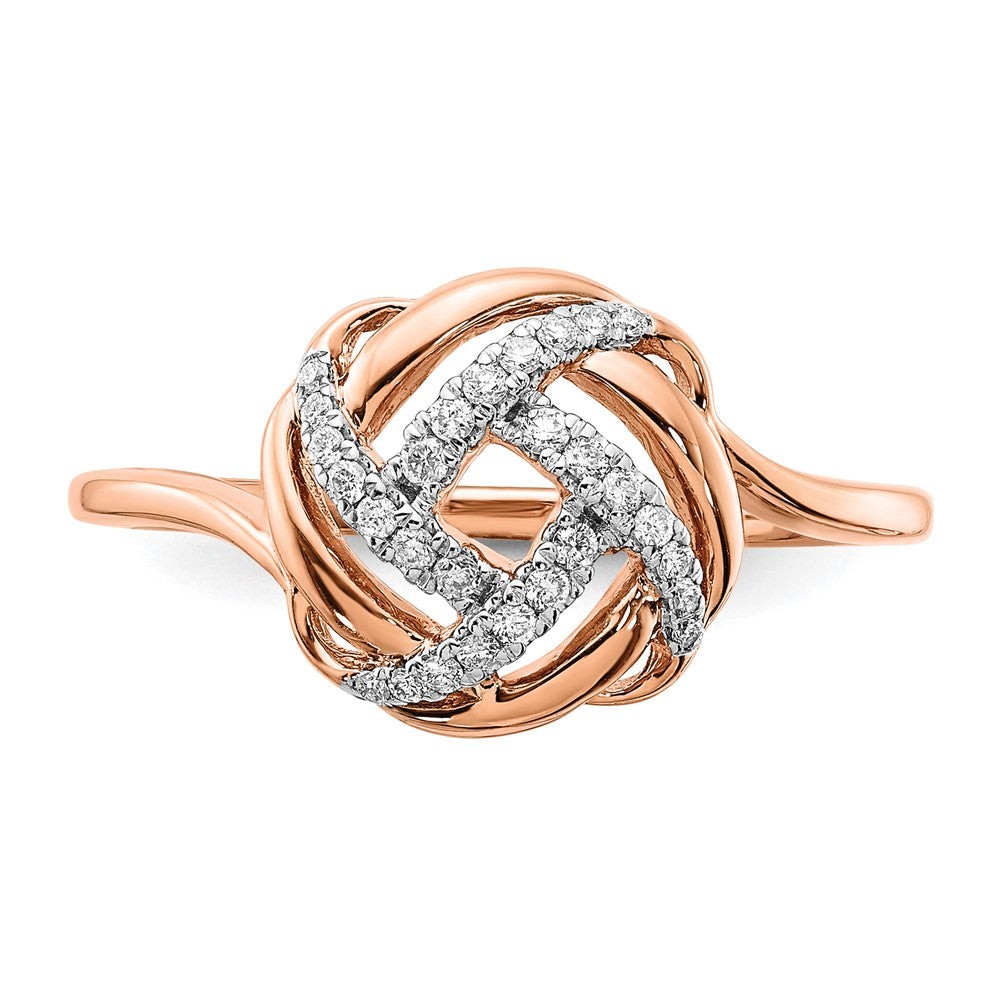 14K Roségold Polierter Echter Diamant Liebesknoten Ring