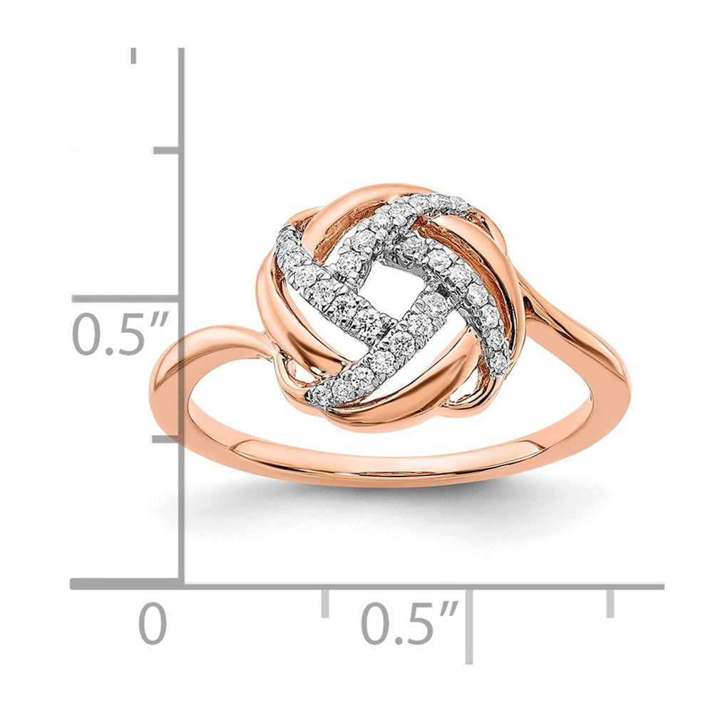 14K Roségold Polierter Echter Diamant Liebesknoten Ring