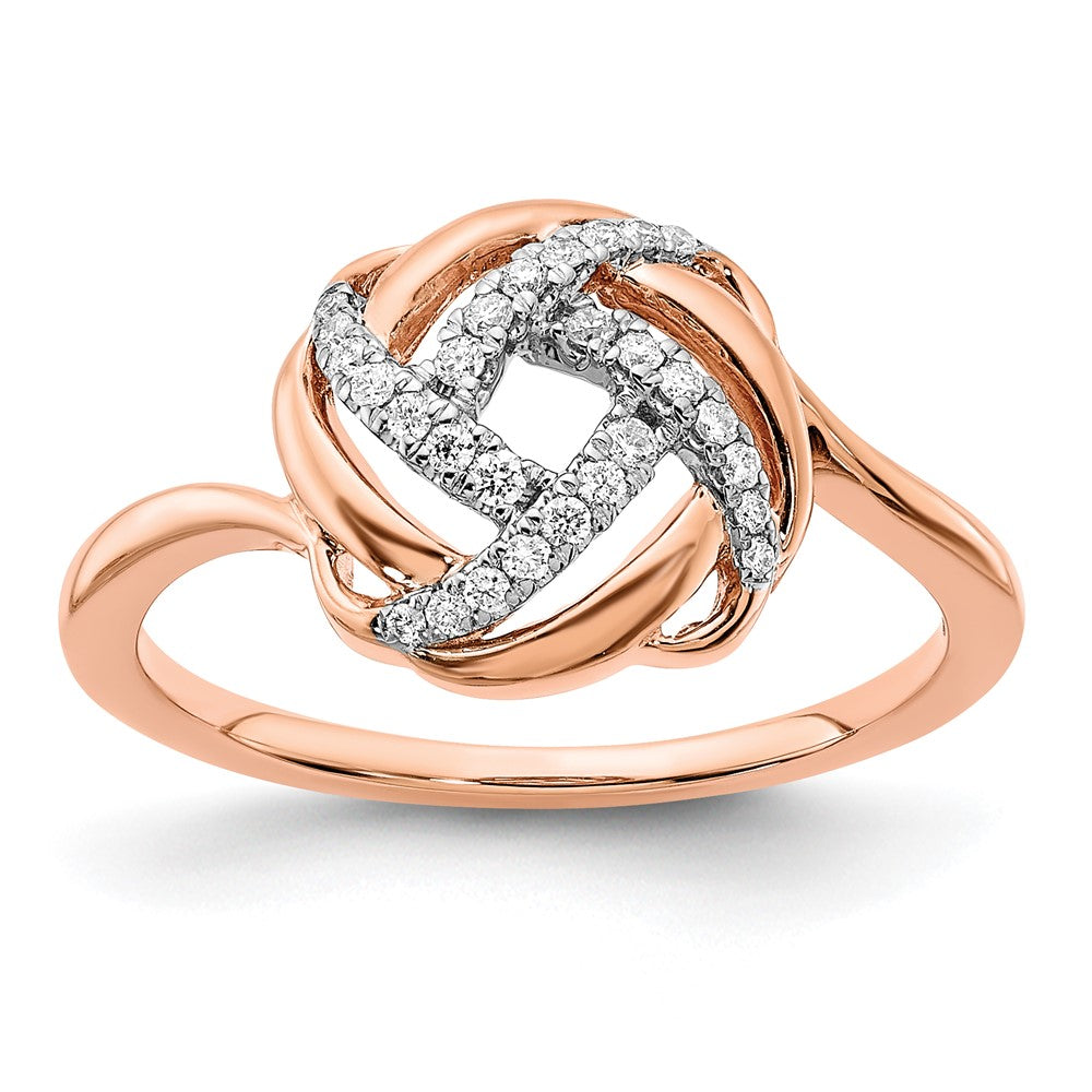 14K Roségold Polierter Echter Diamant Liebesknoten Ring