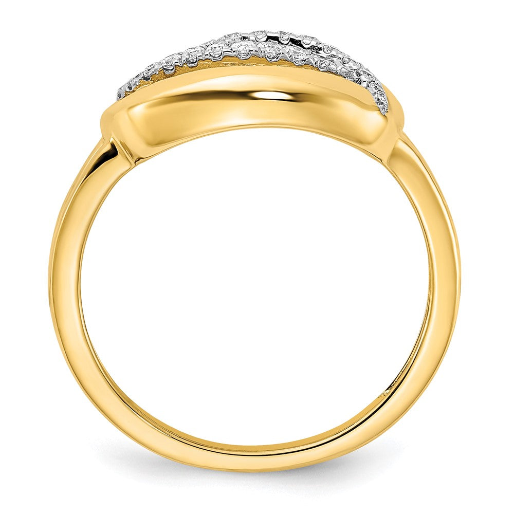 14K Gelbgold Poliert Echter Diamant Ovaler Ring