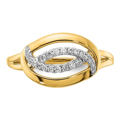 14K Gelbgold Poliert Echter Diamant Ovaler Ring
