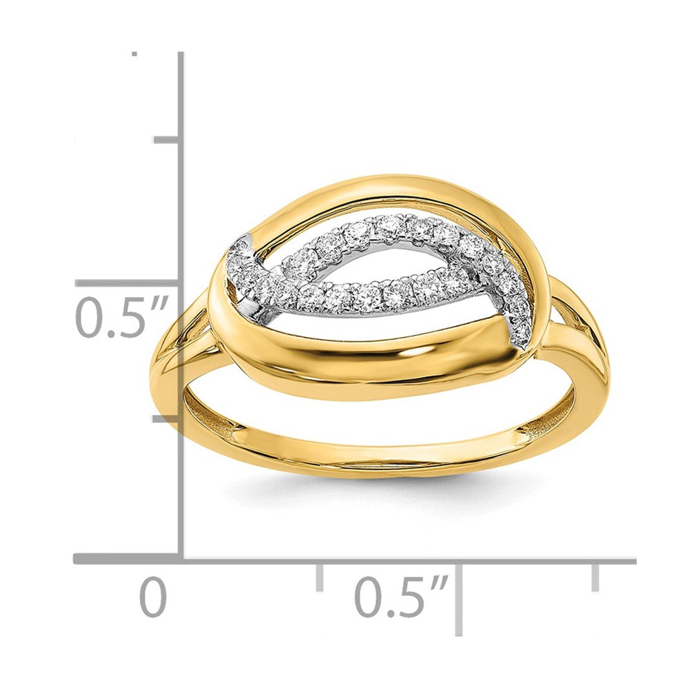 14K Gelbgold Poliert Echter Diamant Ovaler Ring