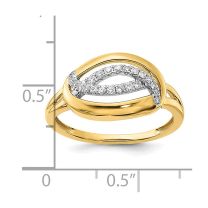 14K Gelbgold Poliert Echter Diamant Ovaler Ring