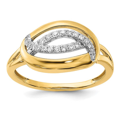 14K Gelbgold Poliert Echter Diamant Ovaler Ring