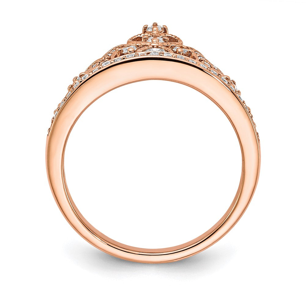 14K Roségold Poliert Ring mit echtem Diamant-Diadem-Design