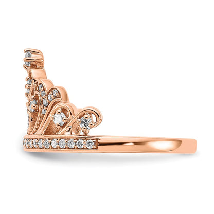 14K Roségold Poliert Ring mit echtem Diamant-Diadem-Design