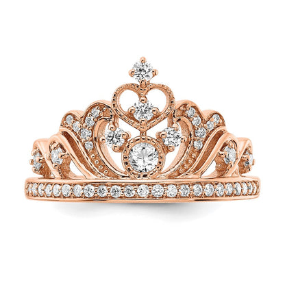 14K Roségold Poliert Ring mit echtem Diamant-Diadem-Design
