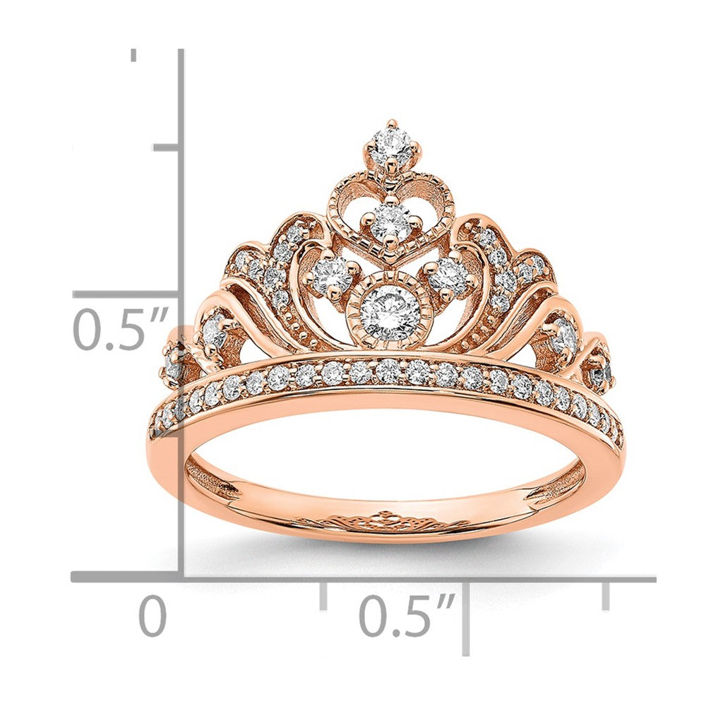 14K Roségold Poliert Ring mit echtem Diamant-Diadem-Design