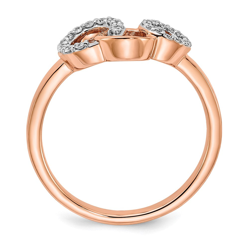 14K Roségold Ring mit echten Diamant-Kreisen