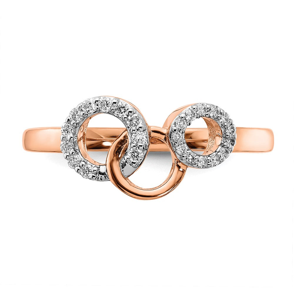 14K Roségold Ring mit echten Diamant-Kreisen