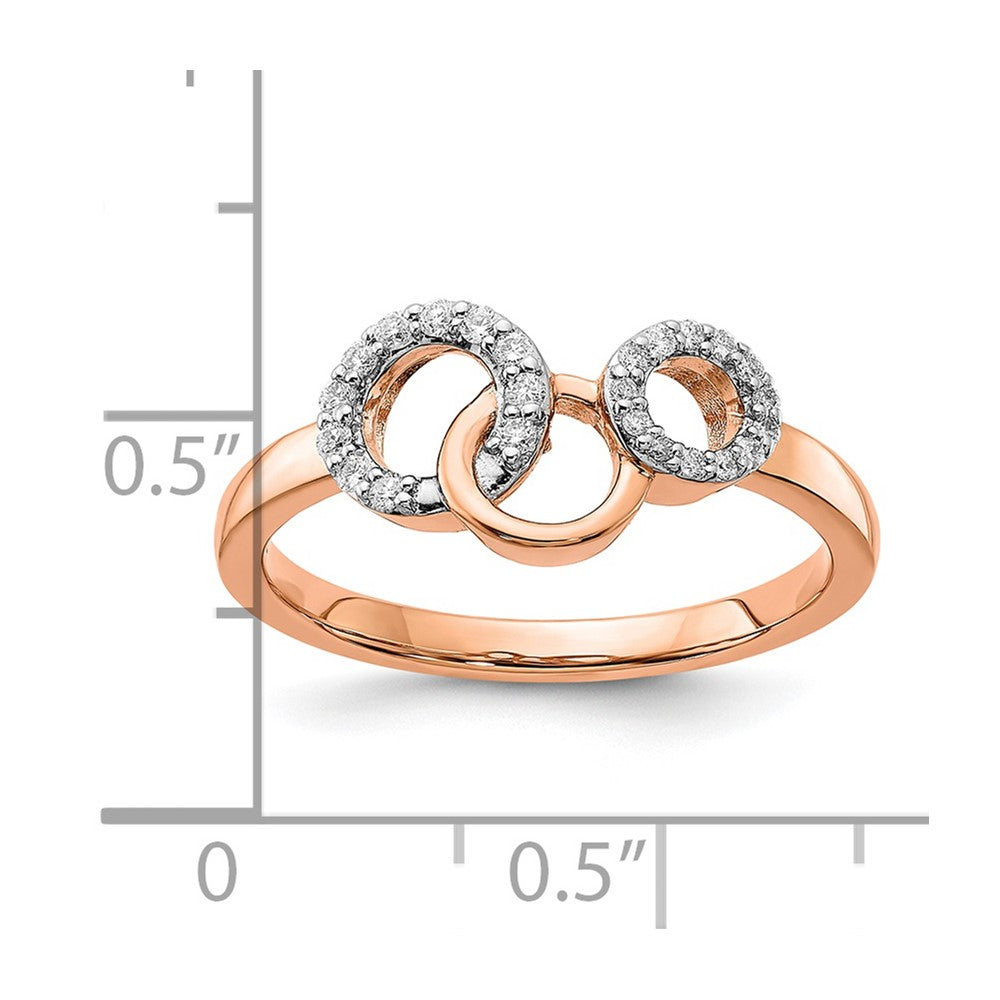 14K Roségold Ring mit echten Diamant-Kreisen