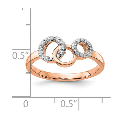 14K Roségold Ring mit echten Diamant-Kreisen