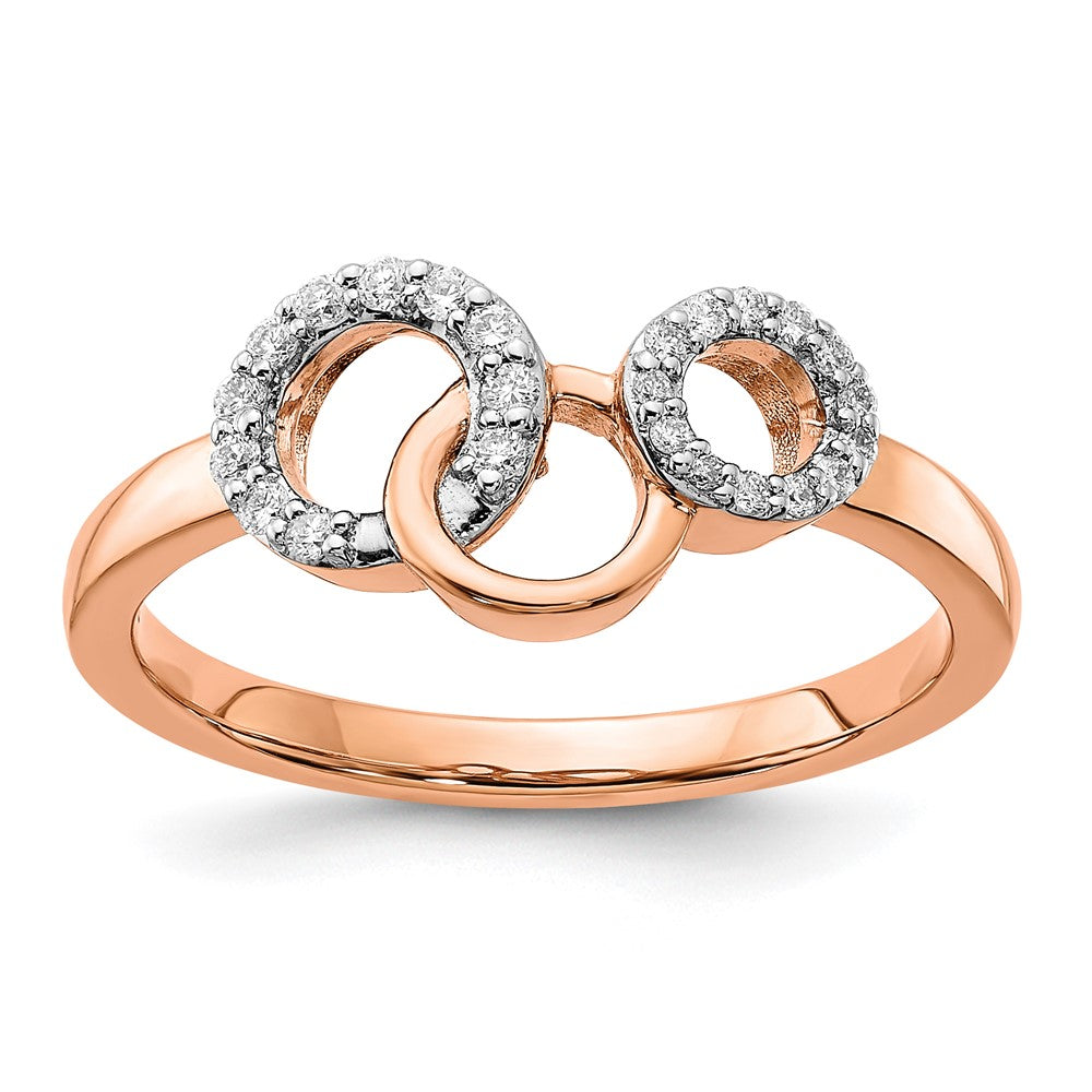 14K Roségold Ring mit echten Diamant-Kreisen