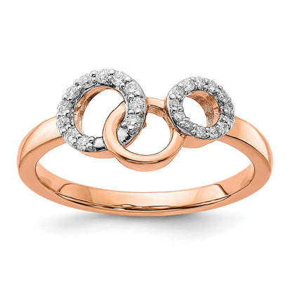 14K Roségold Ring mit echten Diamant-Kreisen
